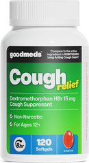 Cough Relief for Adults Softgels Dextromethorphan HBr (DXM) 15mg 8Hour, Non-Drowsy, Long-Lasting Bronchial Suppressant for Dry Cough and Chest Congestion (120 Count)