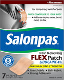 Salonpas Maximum OTC Strength Lidocaine 4% Pain Relieving FLEX Patch, Apply for Up To 8 Hours, Unscented, Thin, Flexible, Lightweight, Patch Stays in Place, 7 Patches