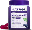 Natrol Melatonin Max 10mg, Blueberry, 100% Drug Free, Vegetarian Friendly, Non-GMO, 50 Gummies