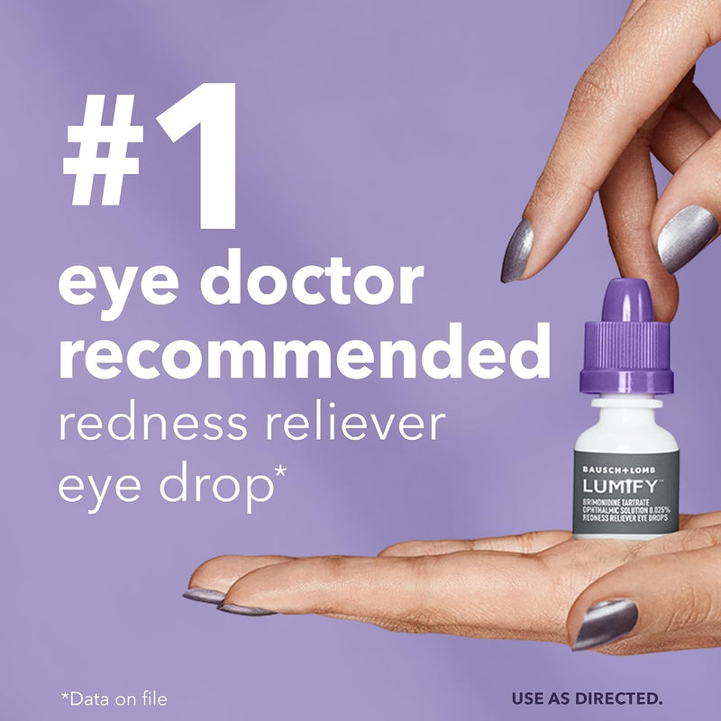LUMIFY Bausch + Lomb Eye Drops for Red Eyes, Redness Reliever for Brighter Looking Eyes, Works in 1 Minute & Lasts Up to 8 Hours, Eye Drops, 0.08 Fl Oz (2.5 mL)