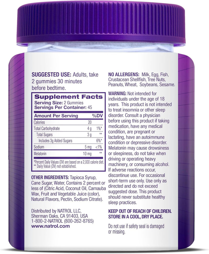 Natrol Melatonin Max 10mg, Strawberry, 100% Drug Free, Vegetarian Friendly, Non-GMO, 90 Gummies