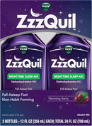 ZzzQuil, Sleep Aid, Nighttime Sleep Aid Liquid, 50 mg Diphenhydramine HCl, Fall Asleep Fast, Non-Habit Forming, Warming Berry Flavor, 12 FL OZ (Pack of 2)
