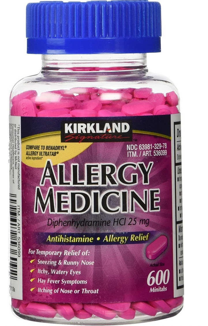 Kirkland Signature Allergy Medicine Diphenhydramine HCI 25 Mg, 600 Minitabs IN STOCK