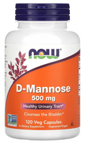 Now Foods D-Mannose 500 mg 120 Veg Capsules Healthy Urinary Tract, Clean Bladder