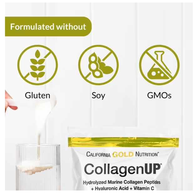California Gold Nutrition, CollagenUP®, Hydrolyzed Marine Collagen Peptides with Hyaluronic Acid and Vitamin C, Unflavored, 1.02 lb (464 g)