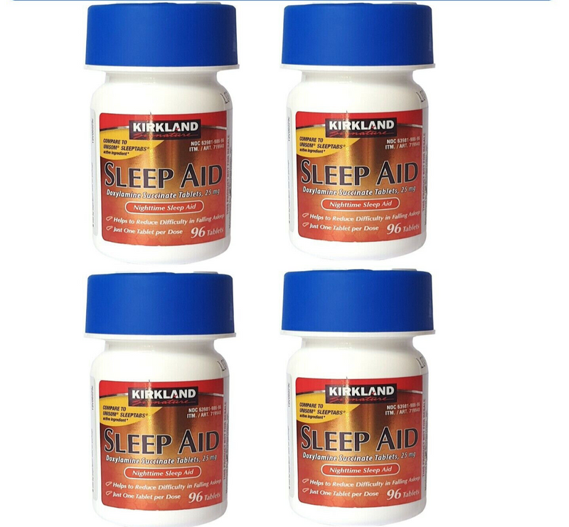 Kirkland Signature Sleep Aid Doxylamine Succinate 25 Mg 4 Bottles X 96 Tablets IN STOCK