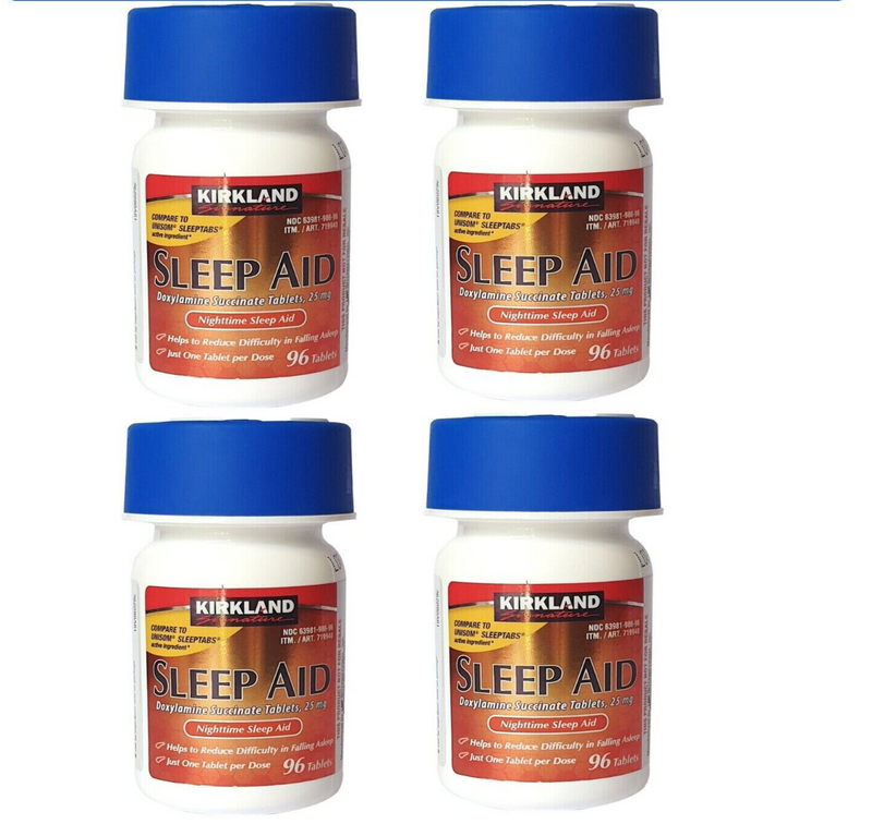 Kirkland Signature Sleep Aid Doxylamine Succinate 25 Mg 4 Bottles X 96 Tablets 384 Tabs IN STOCK