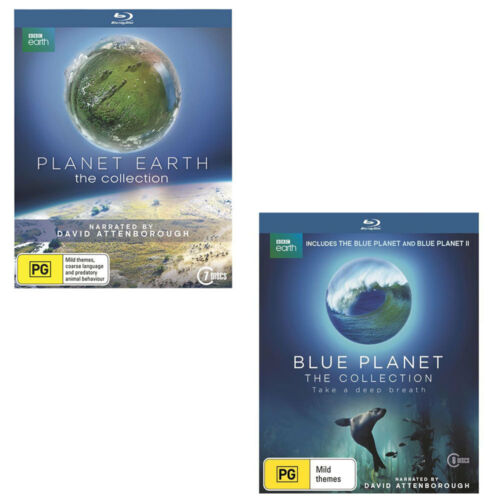 Blue Planet 1 + 2 & Planet Earth 1 + 2 Blu ray Box Set David Attenborough RB New