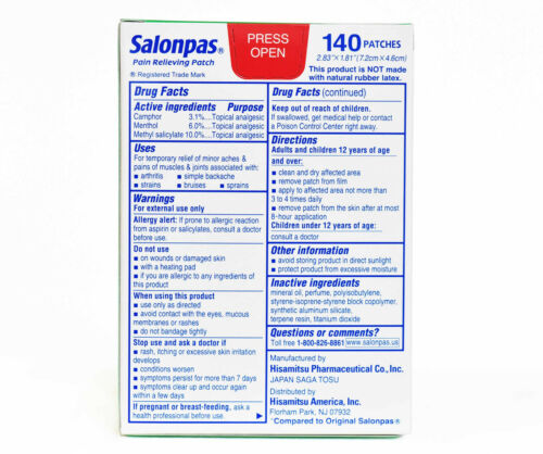 Salonpas Patch Hisamitsu Pain Relieving Made in Japan 4 pack 80 Patches 7.2x4.6