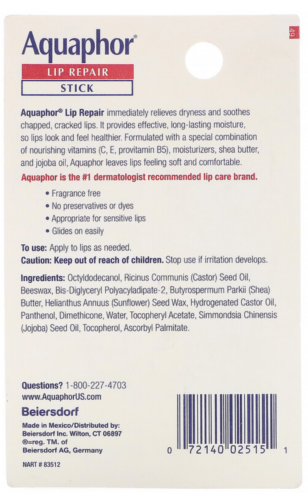 Aquaphor Lip Repair, Stick - Immediate Relief For severely dry lips