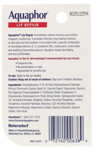 Aquaphor Lip Repair, Stick - Immediate Relief For severely dry lips