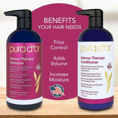 Pura D'or Intense Therapy Shampoo Conditioner Coloring excessive Heat Treatment