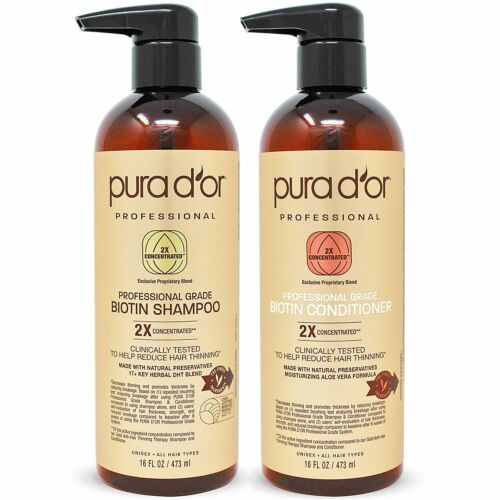 Pura D'or Professional Grade Anti-Hair Thinning Shampoo & Conditioner 16oz 2Xco