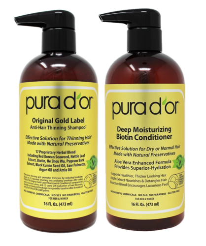 Pura D'or Original Gold Label Shampoo and Deep Moisturizing Conditioner Set 14oz