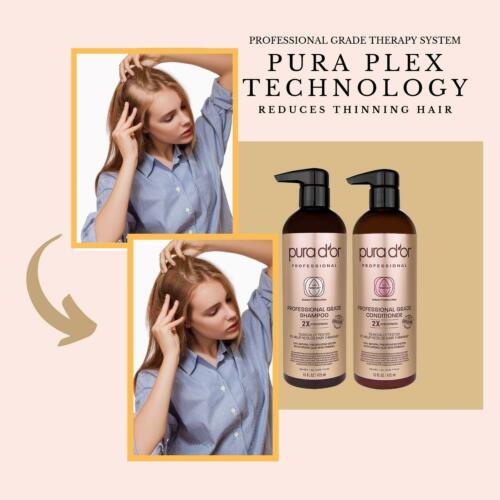 Pura D'or Professional Grade Anti-Hair Thinning Shampoo & Conditioner 16oz 2Xco