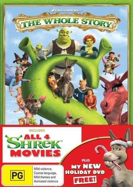 Shrek: The Whole Story 1+2+3+4 DVD R4 Forever After Donkey's Christmas Shrektac