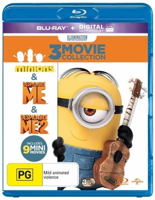 Despicable Me / Despicable Me 2 / Minions Blu-ray 3-Disc Set New Sealed