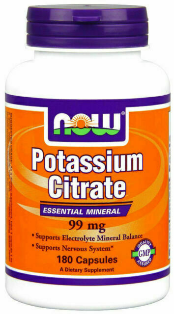 Potassium Citrate NOW Foods 99 mg, 180 Capsules Essential Mineral