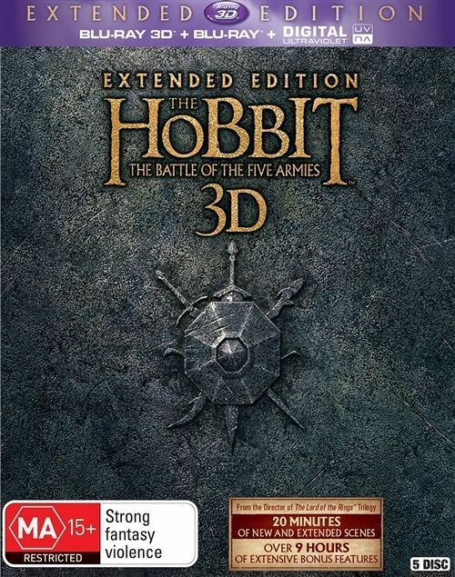 The Hobbit The Battle of The Five Armies Extended Edition blu ray & 3D RB